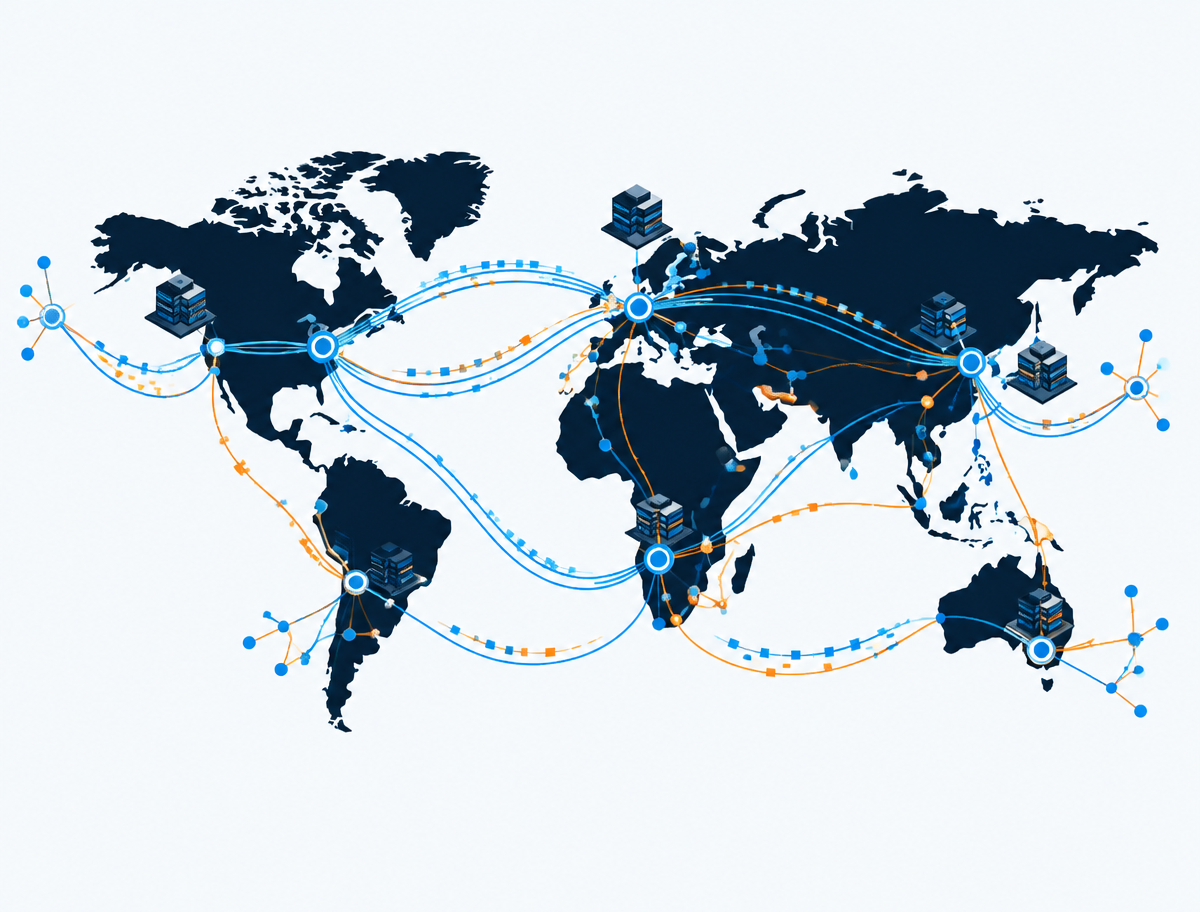 Diagram of a resilient global data network